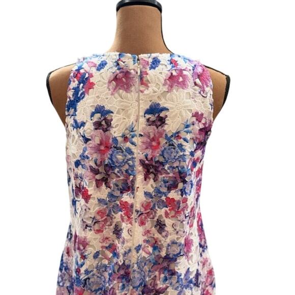 Gorgeous Tahari Floral Lace Overlay White & Purple Sheath Trapeze Dress – 6P - Picture 5 of 9